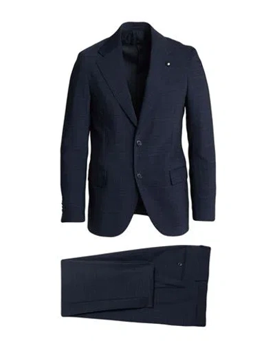 Lardini Man Suit Midnight Blue Size 46 Polyester, Wool, Acrylic