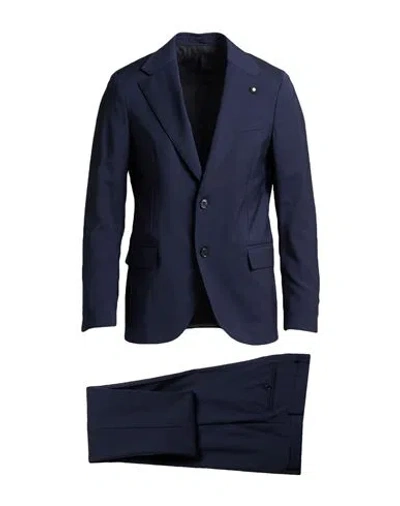 Lardini Man Suit Midnight Blue Size 46 Wool