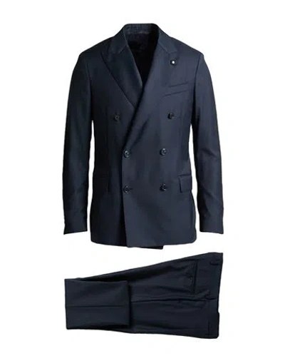 Lardini Man Suit Midnight Blue Size 46 Wool