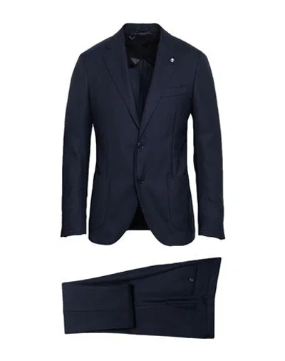 Lardini Man Suit Midnight Blue Size 46 Wool