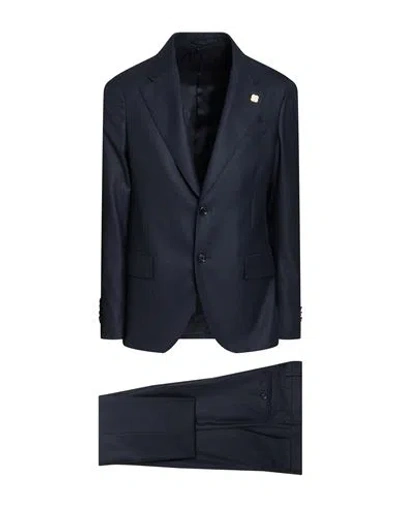 Lardini Man Suit Midnight Blue Size 46 Wool