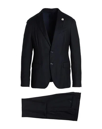 Lardini Man Suit Midnight Blue Size 46 Wool
