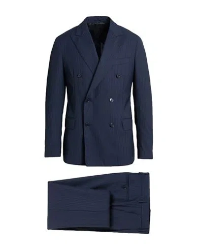 Lardini Man Suit Midnight Blue Size 46 Wool In Black