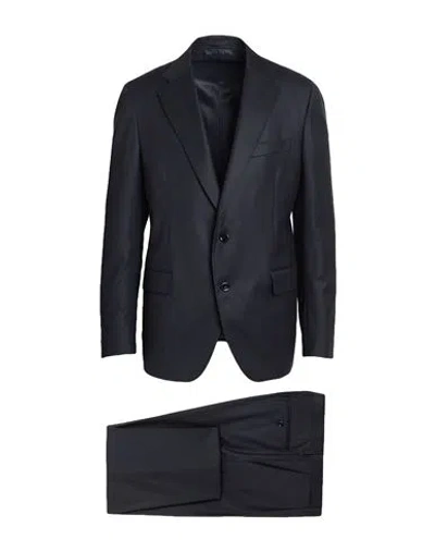 Lardini Man Suit Midnight Blue Size 46 Wool, Cashmere, Elastane In Black