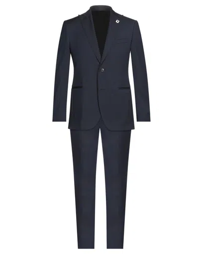 Lardini Man Suit Midnight Blue Size 46 Wool, Viscose