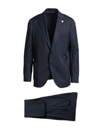 Lardini Man Suit Midnight Blue Size 48 Wool