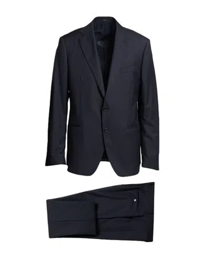 Lardini Man Suit Midnight Blue Size 48 Wool In Black