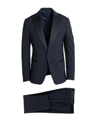 Lardini Man Suit Midnight Blue Size 48 Wool, Elastane