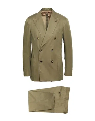 Lardini Man Suit Military Green Size 42 Cotton In Brown