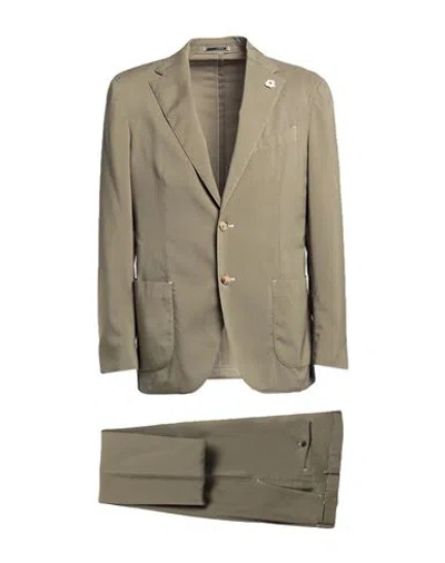 Lardini Man Suit Military Green Size 42 Wool In Brown