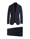 Lardini Man Suit Navy Size 40 Wool, Polyester, Elastane In Navy Blue