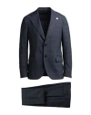 Lardini Man Suit Navy Size 44 Polyester, Wool, Elastane In Navy Blue