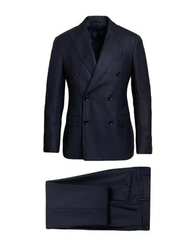 Lardini Man Suit Navy Size 34 Wool In Blue