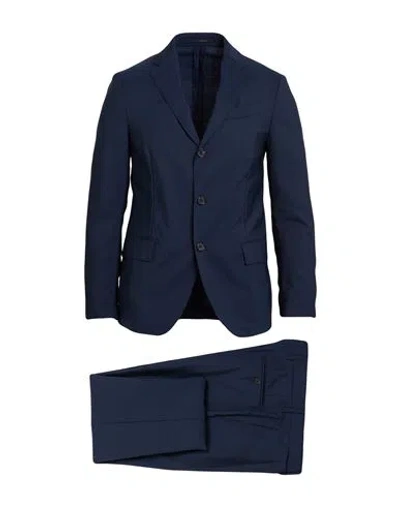 Lardini Man Suit Navy Size 34 Wool In Blue