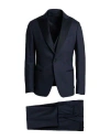 Lardini Man Suit Navy Size 38 Wool, Elastane In Blue