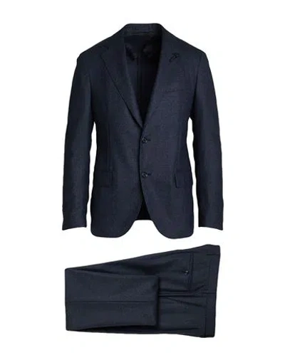 Lardini Man Suit Navy Size 40 Virgin Wool, Elastane In Blue