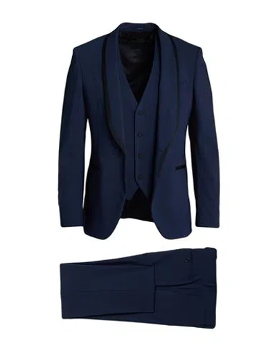 Lardini Man Suit Navy Size 40 Wool, Mohair Wool, Elastane