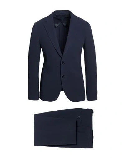 Lardini Man Suit Navy Size 42 Cotton, Elastane In Blue