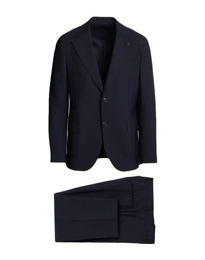 Lardini Man Suit Navy Size 42 Recycled Polyester, Wool, Elastane In Blue
