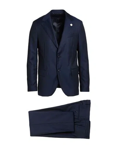 Lardini Man Suit Navy Size 42 Wool In Blue