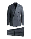 Lardini Man Suit Navy Size 42 Wool, Elastane In Blue