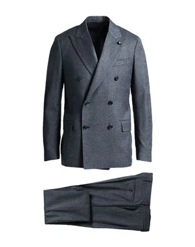 Lardini Man Suit Navy Size 42 Wool, Elastane In Blue
