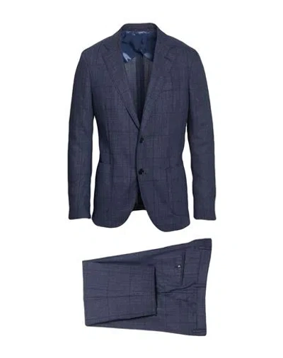 Lardini Man Suit Navy Size 42 Wool In Multi