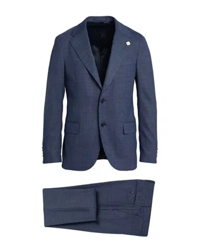 Lardini Man Suit Navy Size 44 Polyester, Wool, Elastane