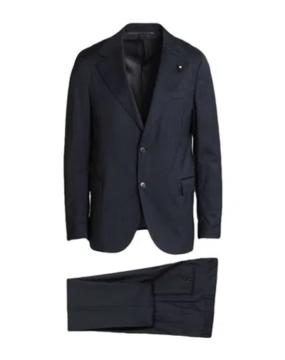 Lardini Man Suit Navy Size 44 Wool In Blue