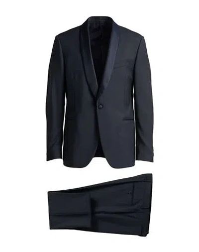 Lardini Man Suit Navy Size 44 Wool In Blue