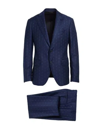 Lardini Man Suit Navy Size 44 Wool In Blue