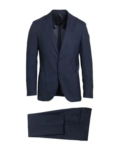 Lardini Man Suit Navy Size 44 Wool In Blue