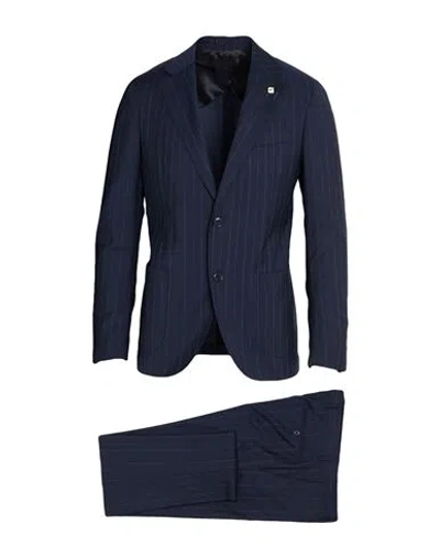Lardini Man Suit Navy Size 44 Wool In Blue
