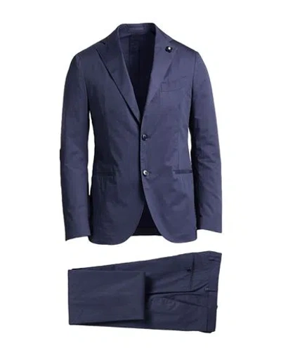 Lardini Man Suit Navy Size 46 Cotton In Blue