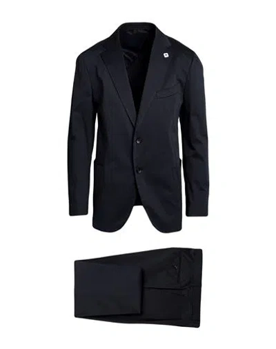 Lardini Man Suit Black Size 48 Wool In Navy