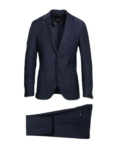 Lardini Man Suit Navy Size 46 Polyester, Wool, Elastane In Blue