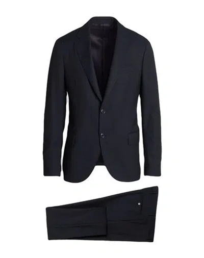 Lardini Man Suit Navy Size 46 Wool In Blue