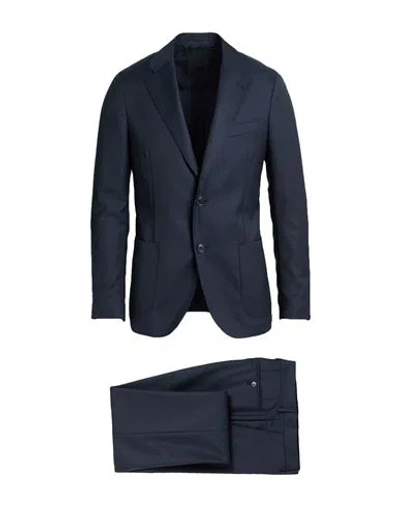 Lardini Man Suit Navy Size 46 Wool In Blue
