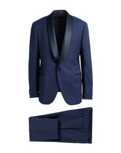 Lardini Man Suit Navy Size 46 Wool In Blue
