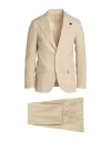 Lardini Man Suit Pastel Yellow Size 44 Cotton, Polyester, Elastane In Neutral