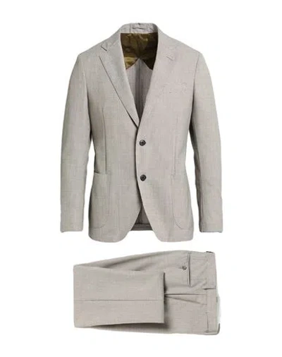 Lardini Man Suit Sand Size 46 Wool In Gray