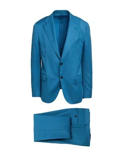 Lardini Man Suit Slate Blue Size 42 Wool