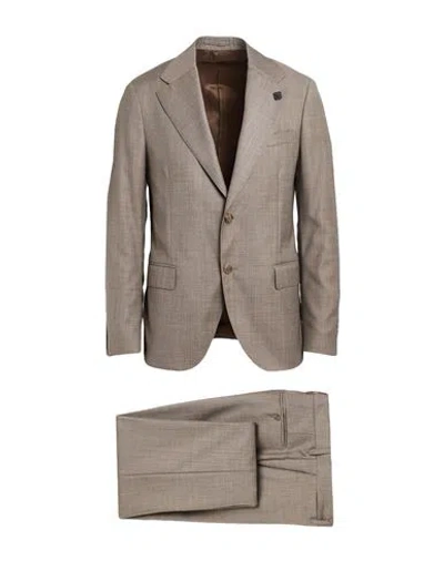 Lardini Man Suit Taupe Size 44 Wool In Gray