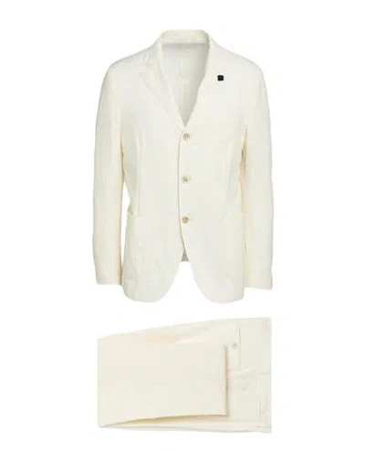 Lardini Man Suit White Size 34 Wool