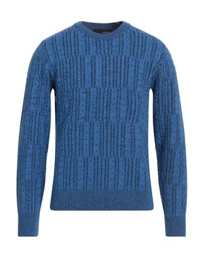 Lardini Man Sweater Blue Size M Wool, Cashmere