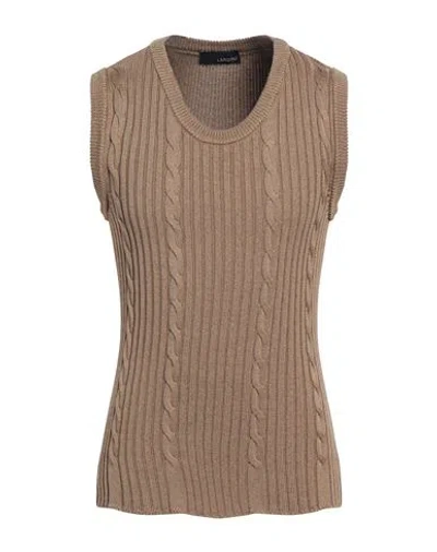 Lardini Man Sweater Camel Size 38 Cotton, Viscose In Brown
