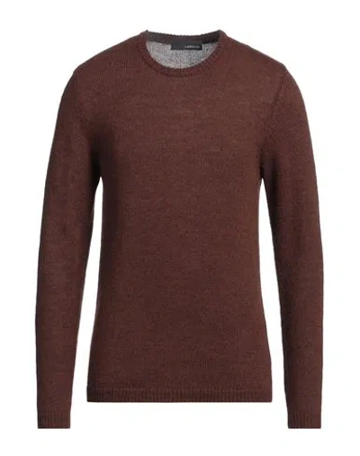 Lardini Crew Neck Wool-blend Jumper In Brown