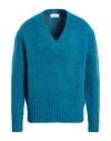 Lardini Man Sweater Deep Teal Size 42 Alpaca Wool, Wool, Nylon In Blue
