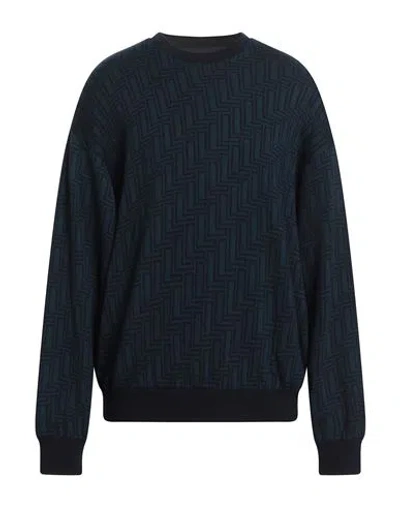 Lardini Man Sweater Midnight Blue Size M Wool, Acrylic