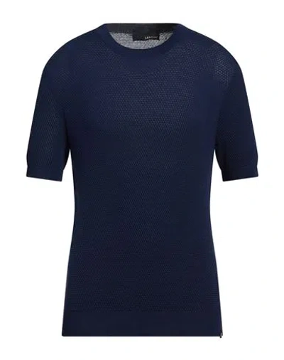 Lardini Man Sweater Navy Blue Size 40 Cotton